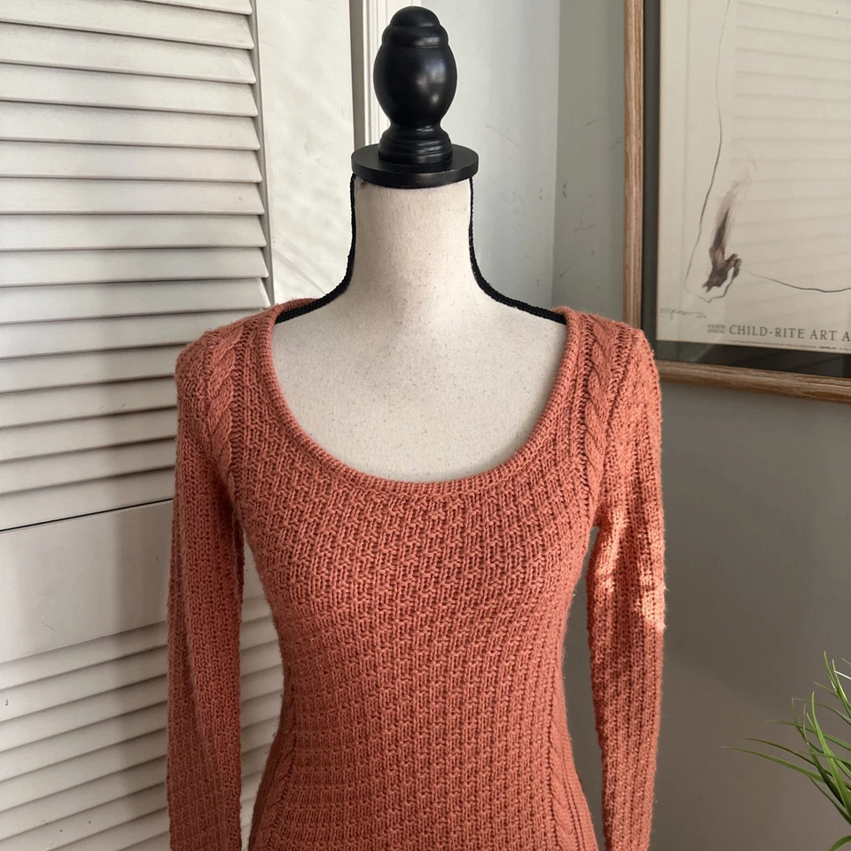 Vestido Suéter Vintage CHARLOTTE RUSSE Pequeño Marrón Tejido Suave Retro Y2K Grunge Foto 3 de 4