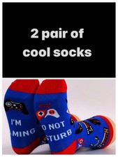 Do Not Disturb Im Gaming Socks Novelty Gamer Gift Blue  Adult size 3-12 2 Pair