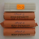 Lot Of 4 Uncirculated 1954-S Lincoln Wheat Cent Rolls - Some With Issues (Lot#1)