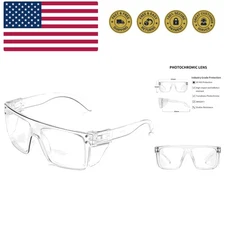 UV400 Transition Photochromic Safety Glases Light to Dark Grey Lens ANSI Z87 ...