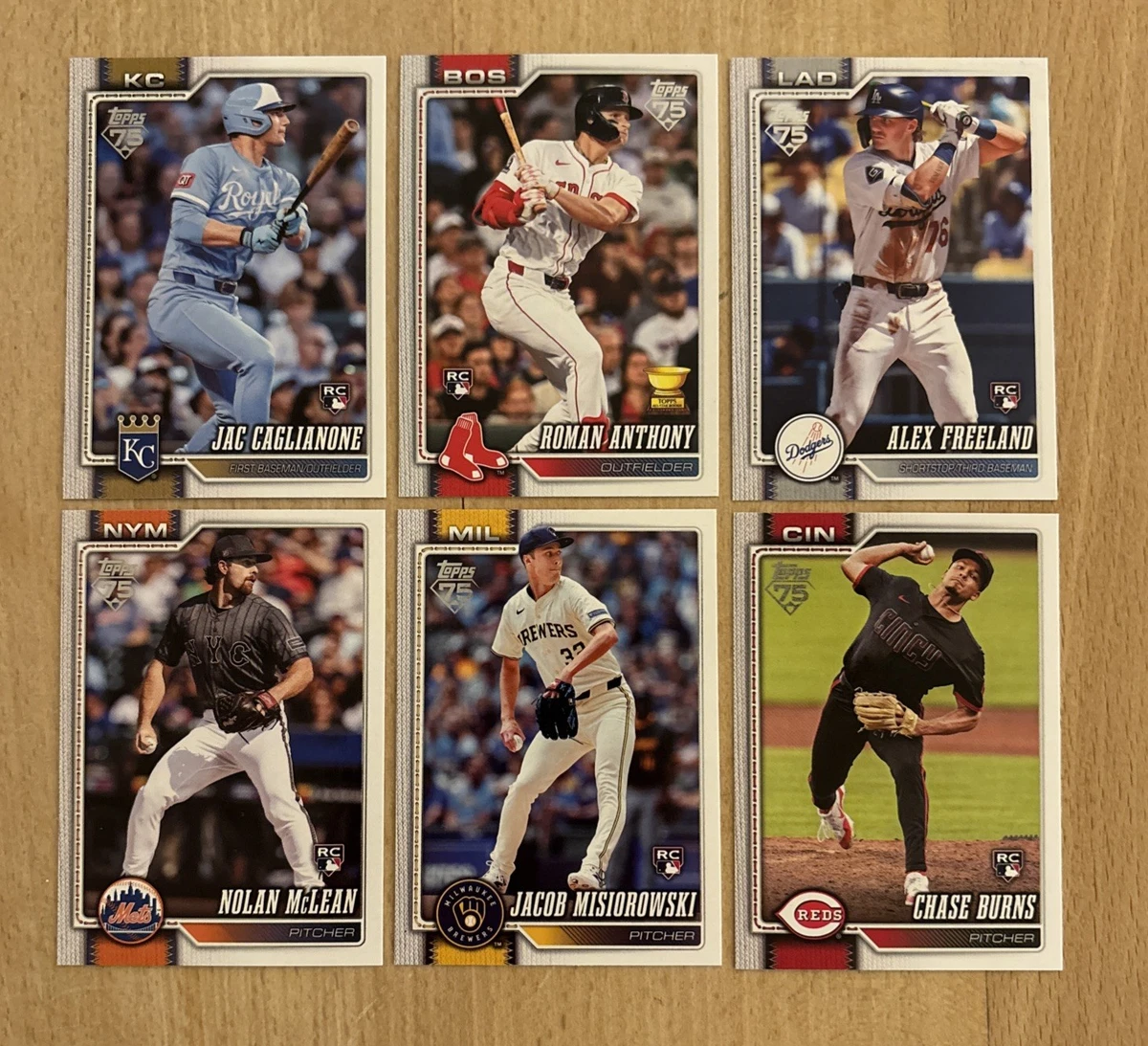 Topps 2026 Béisbol Serie 1 - Top Novatos Lote de 6 Tarjetas Sin Duplicados Novato RC