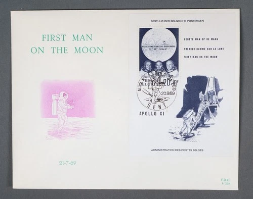 MayfairStamps Belgium FDC 1969 First Man on the Moon Souvenir Sheet First Day Co