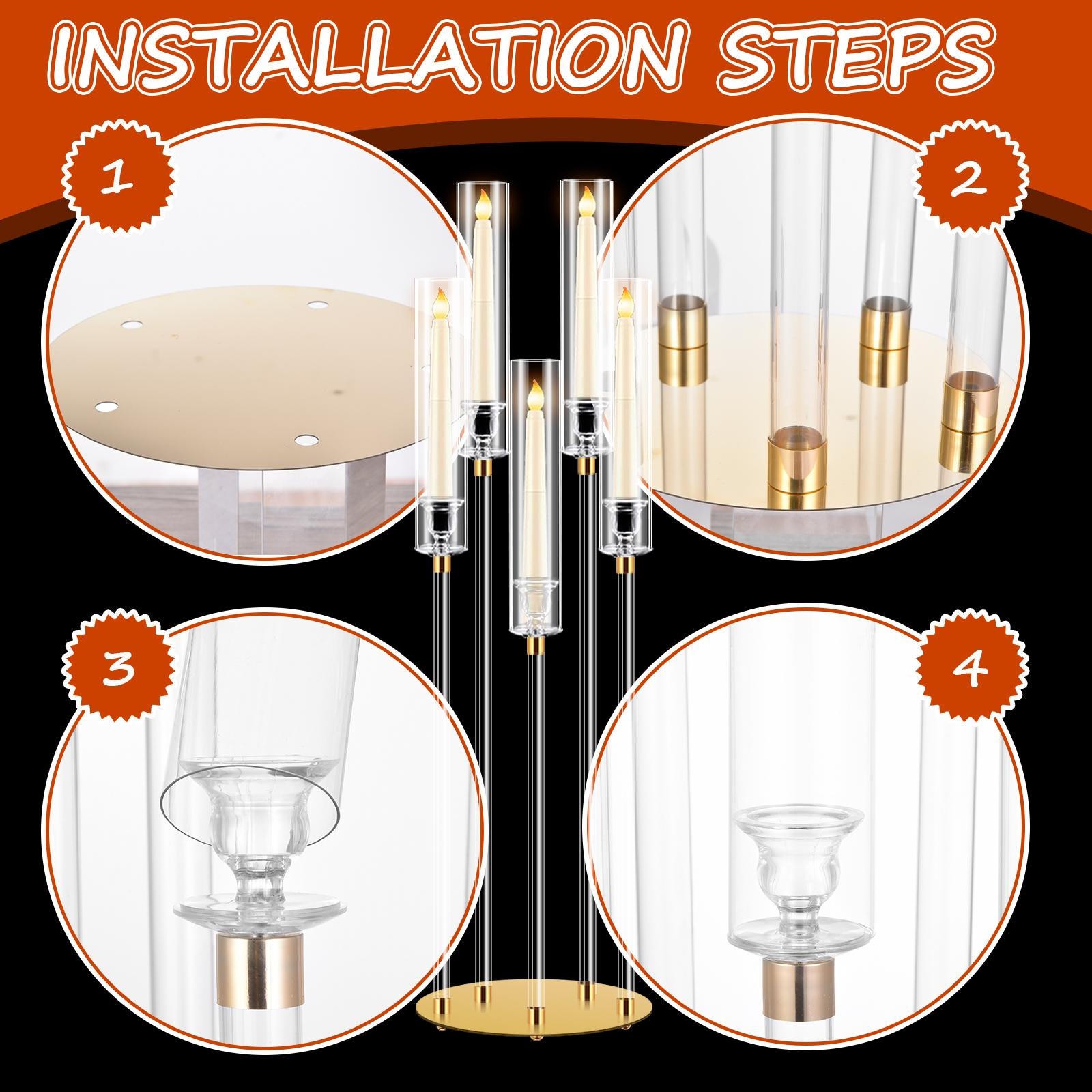 8pcs Acrylic Candelabra Set 42" Tall with Lampshades for Wedding Party Decor--