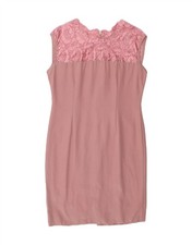VINTAGE Womens Sleeveless Sheath Dress UK 14 Medium Pink Floral AH09