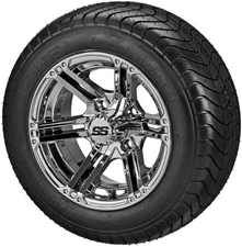 (4) Golf Cart 215/50-12 LSI Elite Street Tires on 12x6 Chrome Yukon Wheels