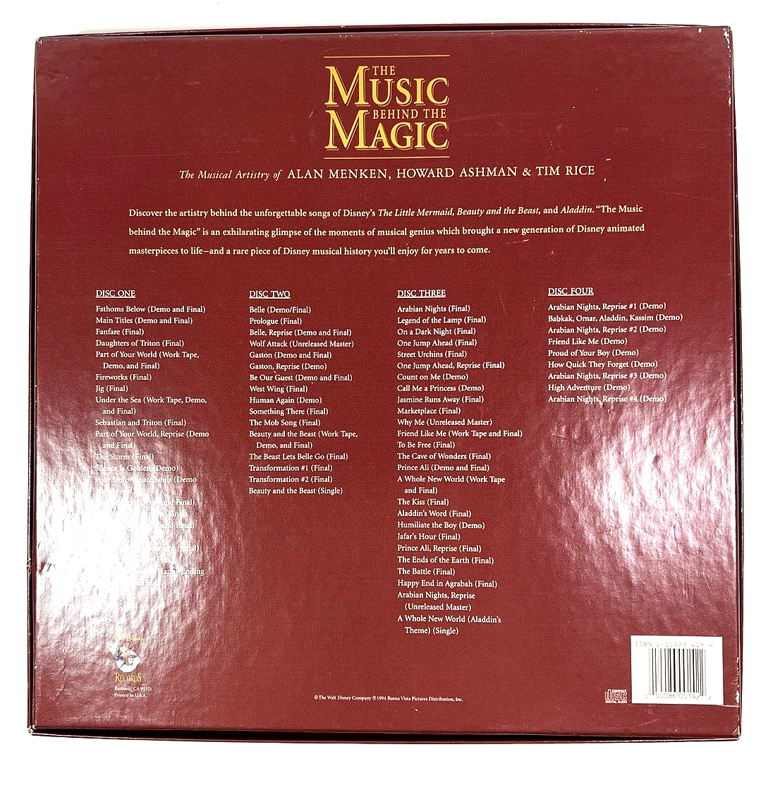 The Music Behind the Magic 4 CD Box & Book Set 1994 Disney Demos & Rare Tracks