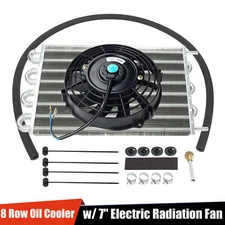 15-1/2" Aluminum Transmission Oil Cooling Radiator+7"Slim Pull Fan Kit Universal