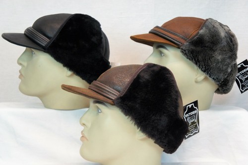 3 colors 100% REAL Sheepskin Shearling Leather Trapper Hunting Aviator Hat M-3XL - Picture 6 of 15