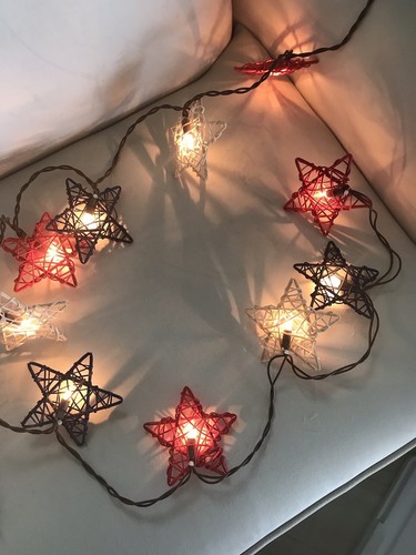Patriotic Rattan Star Lights-10 Count Indoor Outdoor-Red/White/Blue-Star-4x4 In - Picture 4 of 4