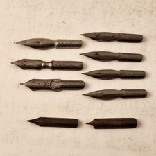 Calligraphy Pen Nibs Lot 9 Hunt Esterbrook Gillott Shirleys Silverine Vintage