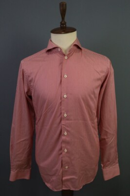 Eton Slim Fit Red Pinstre Long Sleeve Poplin Button Down Shirt Size 41 / 16