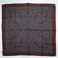 DANIEL LA FORET Burgandy Paisley Silk Scarf Scarves 34.5" X 33.5" P139