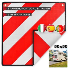 PVC Warntafel Reflektierend  50x50 Rot Wei&szlig; Schild Zeichen Tafel f&uuml;r Wohnmobil