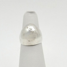 Sterling Silver Domed Hammered Ring Ball Boho Textured Unisex Vintage sz5