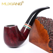 MUXIANG Smooth Sherlock Holmes Pipe Briar Wooden Tobacco Pipe 9mm British Pipe