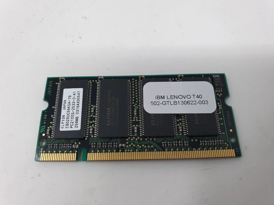 IBM ThinkPad T40 Memory RAM 256MB DDR PC2100S-2533 -0-A1 Elpida EBD26UC6AKSA-7B - Image 3 of 4