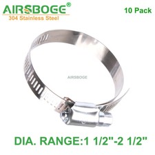 New 10 Pack 1 1/2"-2 1/2" Adjustable 304 Stainless Steel Band Hose Clamp #32