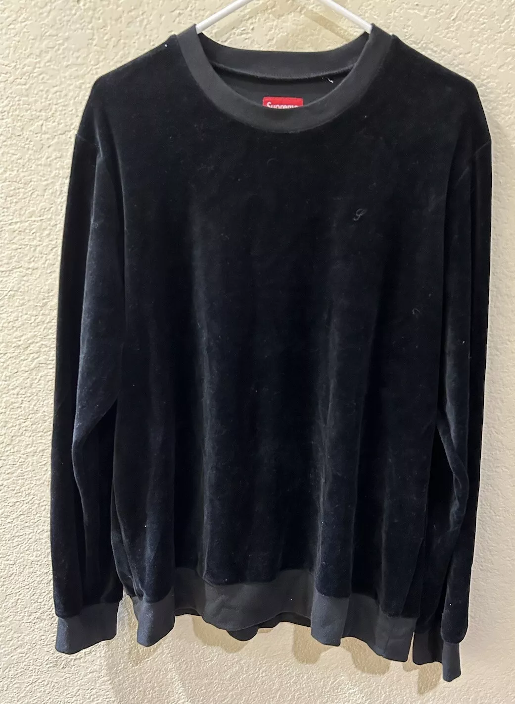 Sweat shirt noir Supreme Grand Velour Léger Crewneck