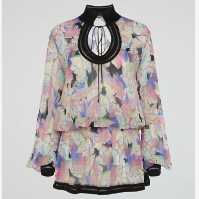 Roberto Cavalli Women's Floral Keyhole Printed Blouse