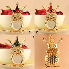 Crown Owl Keychain Rhinestone Crystal Charm Cute Bird Animal Gift 01091-93