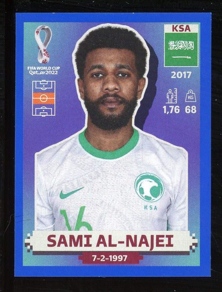 2022 Fifa World Cup Panini Sticker Blue Parallel SAMI AL-NAJEI Saudi ArabiaKSA14