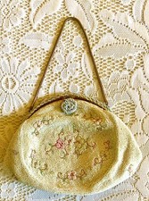 Antique 1900  s French Hand Made Micro Beaded Evening Purse, STUNNING