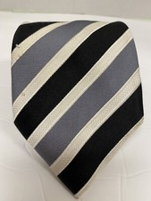 Donald Trump silk tie gray black white striped signature collection