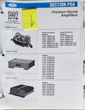 Ford Auto Radio Service Manual 1992 Ford Mercury Premium Sound Amplifiers PSA/A