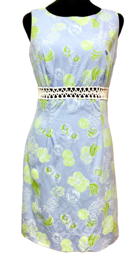 VTG Women’s Vintage Lilly Pulitzer Pastel Blue & Lime Green Sheath Dress Size 2 - 第 1/9 張圖片