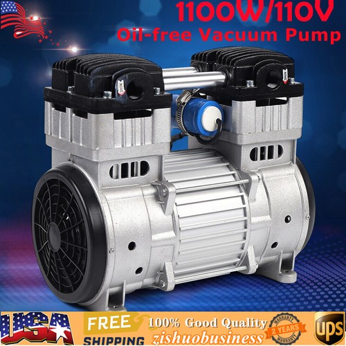7CFM Oilless Vacuum Pump Industrial Air Compressor Oil Free Piston Pump 1100W US