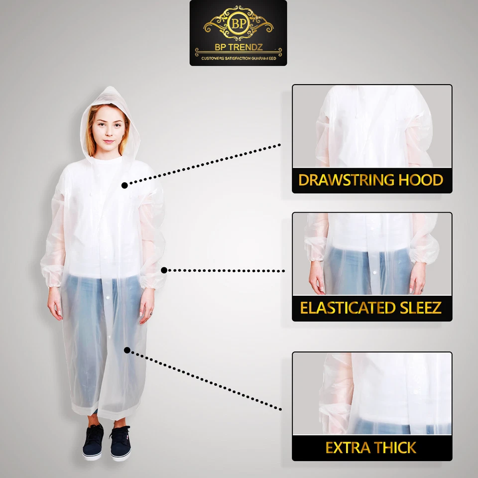 BP TRENDZ Ponchos de Lluvia para Adultos 2 Paquetes, Chaqueta de Lluvia Hombre y Mujer, Impermeable Foto 3 de 4