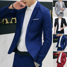 Mens One Button Fit Slim Formal Suit Blazer Coats Business Casual Party Jackets