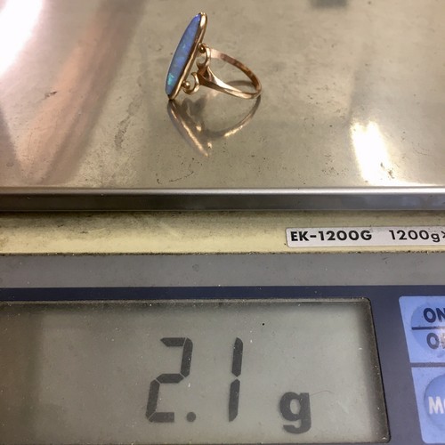Antique American 10K Gold Victorian 1880s Natural Opal Ring Size 8 - Picture 10 of 12