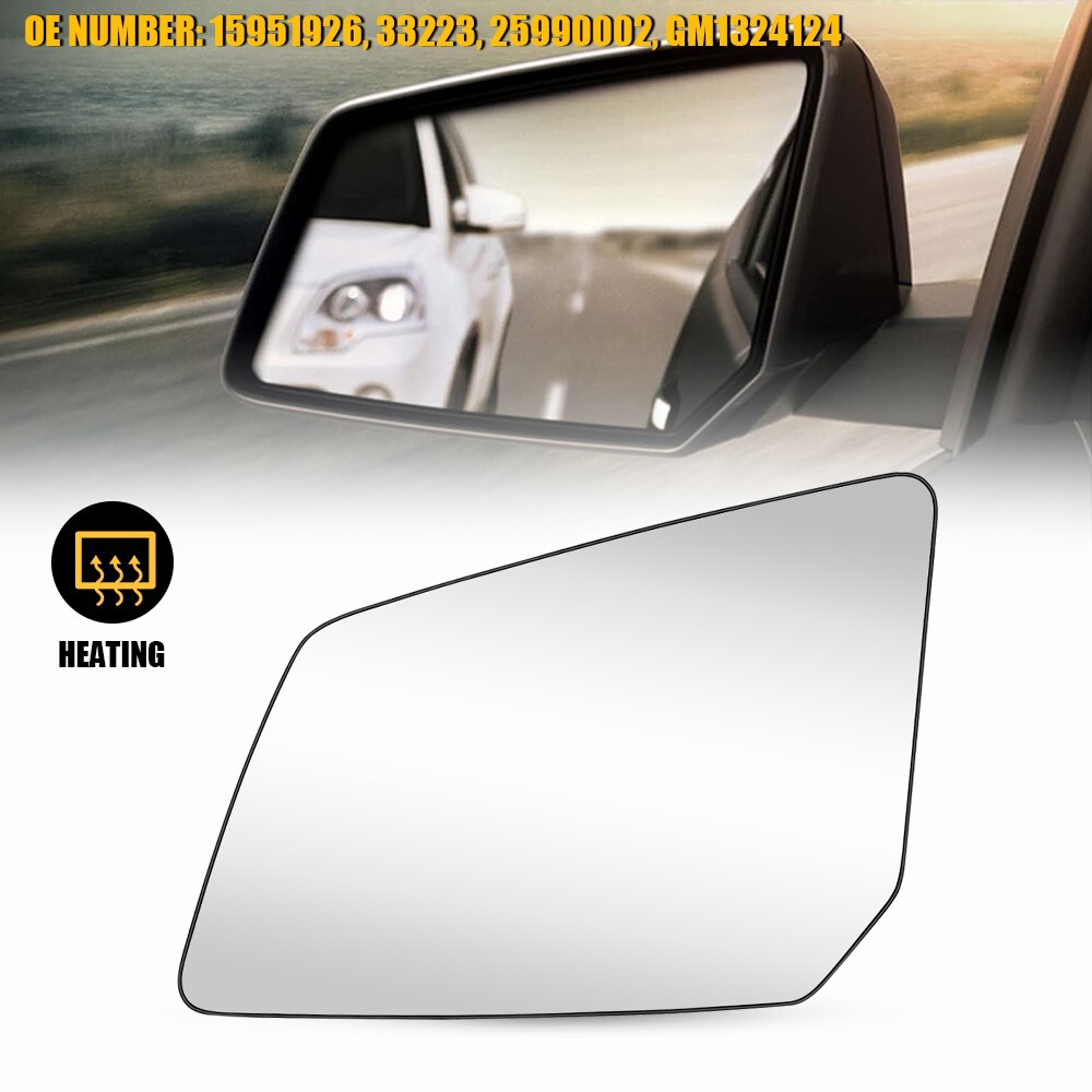 Driver LH Side Heated Mirror Glass w/Back Plate For 2009-16 Chevrolet Traverse
