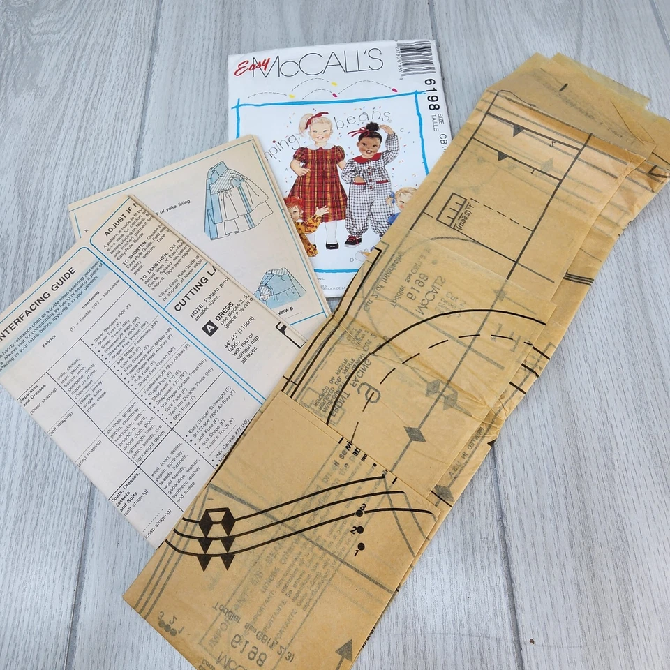 Vtg Easy McCall's 6198 NOT CUT Girl Toddler Jumpsuit Dress Top Size CB 1,2,3 - Image 2 of 3