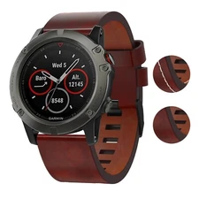StrapsCo Leather Watch Band Strap for Garmin Fenix 5X/3/3 HR