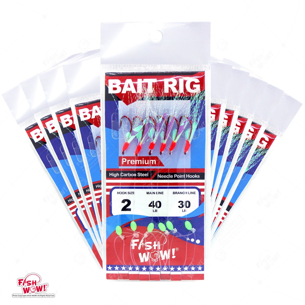 Sabiki Rig Fish WOW! 6 Ganci – Taglie #2,4,6,8,10,12,14 – Per Sgombro E Pesca In Mare