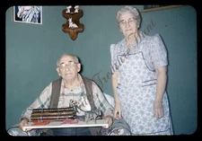 Old Man Woman Apron Wagon Model 1950s Slide 35mm Red Border Kodachrome