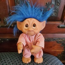 Vintage 1977 Thomas DAM Troll 9 inch BLUE HAIR made in Denmark