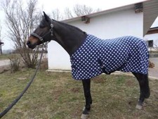 MICROFLEECE-ABSCHWITZDECKE  Kreutzbegurtung NEU 135 cm Stars-Sterne Navy-Weiß