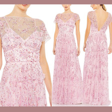 NWT $798 Mac Duggal [ 16 ] Cap Sleeve Sequin 3D Floral Gown in Candy Pink #J3