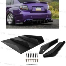 For Subaru Wrx Sti Rear Diffuser 4 Fin Splitter Bumper Lip Spoiler Rear Spats