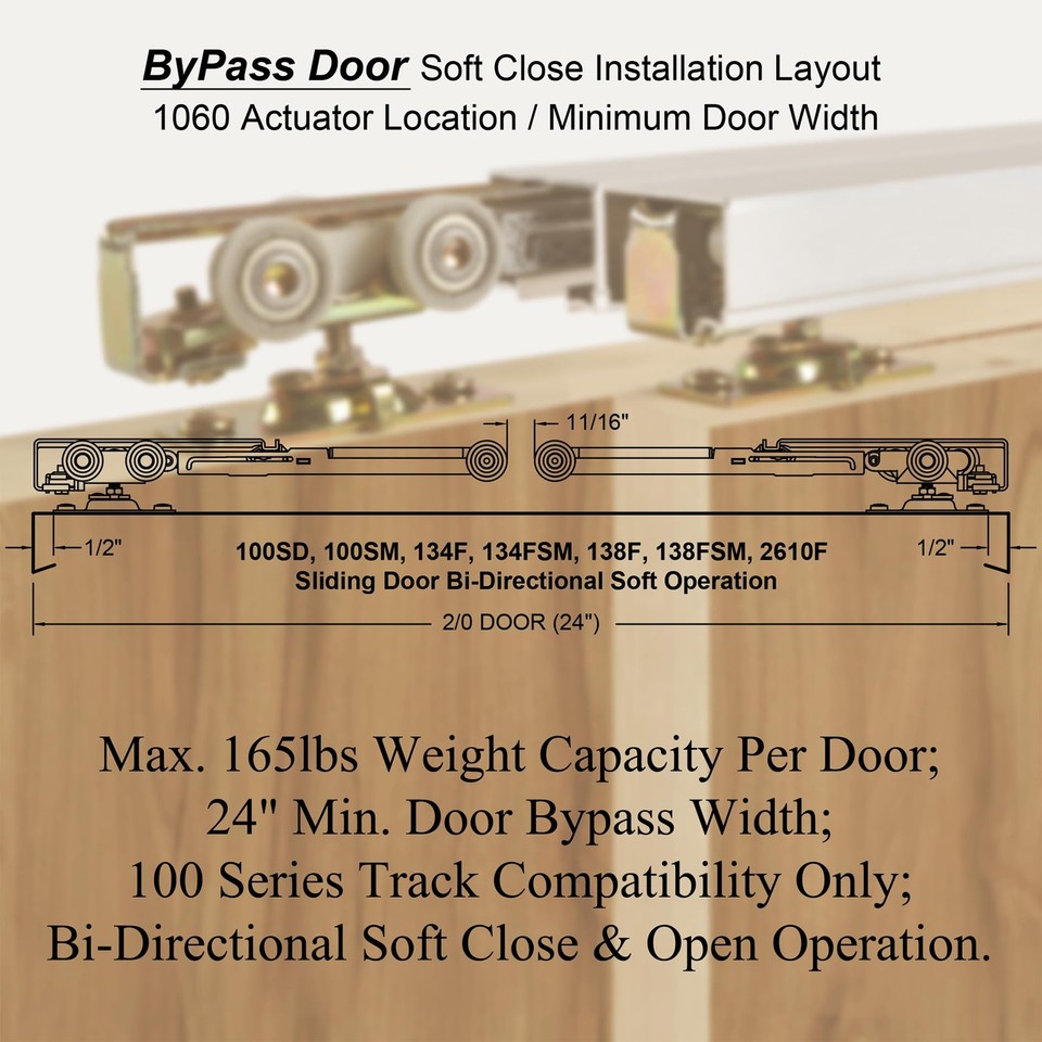 2 Set Pocket Door Soft Close Top Hanger Assemblies Fit Johnson P/N