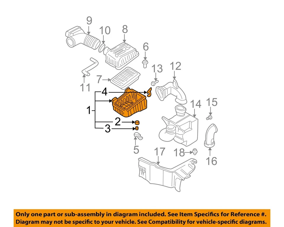 Conjunto de filtro de aire usado se adapta a: Hyundai Elantra 2001 grado A Foto 3 de 4