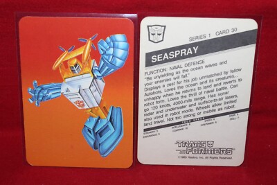 1985 Hasbro Transformers Card Seaspray #30 Orange Variation Autobots