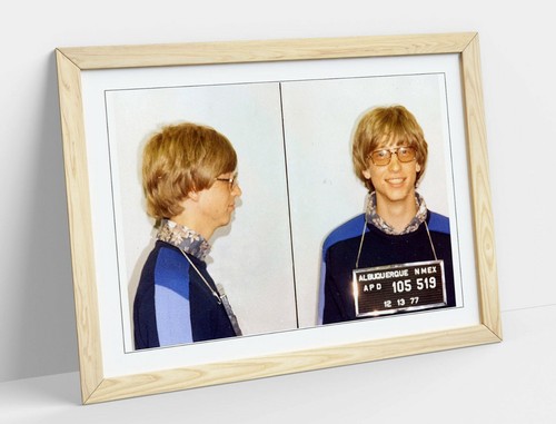 BILL GATES MUGSHOT 2 -ART FRAMED POSTER PICTURE PRINT ARTWORK- BLUE YELLOW - Picture 9 of 10