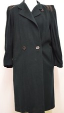 Vtg Mansfield Wool/cashmere/nylon Blend Ladies Green Long Coat Suede Trim Jt175