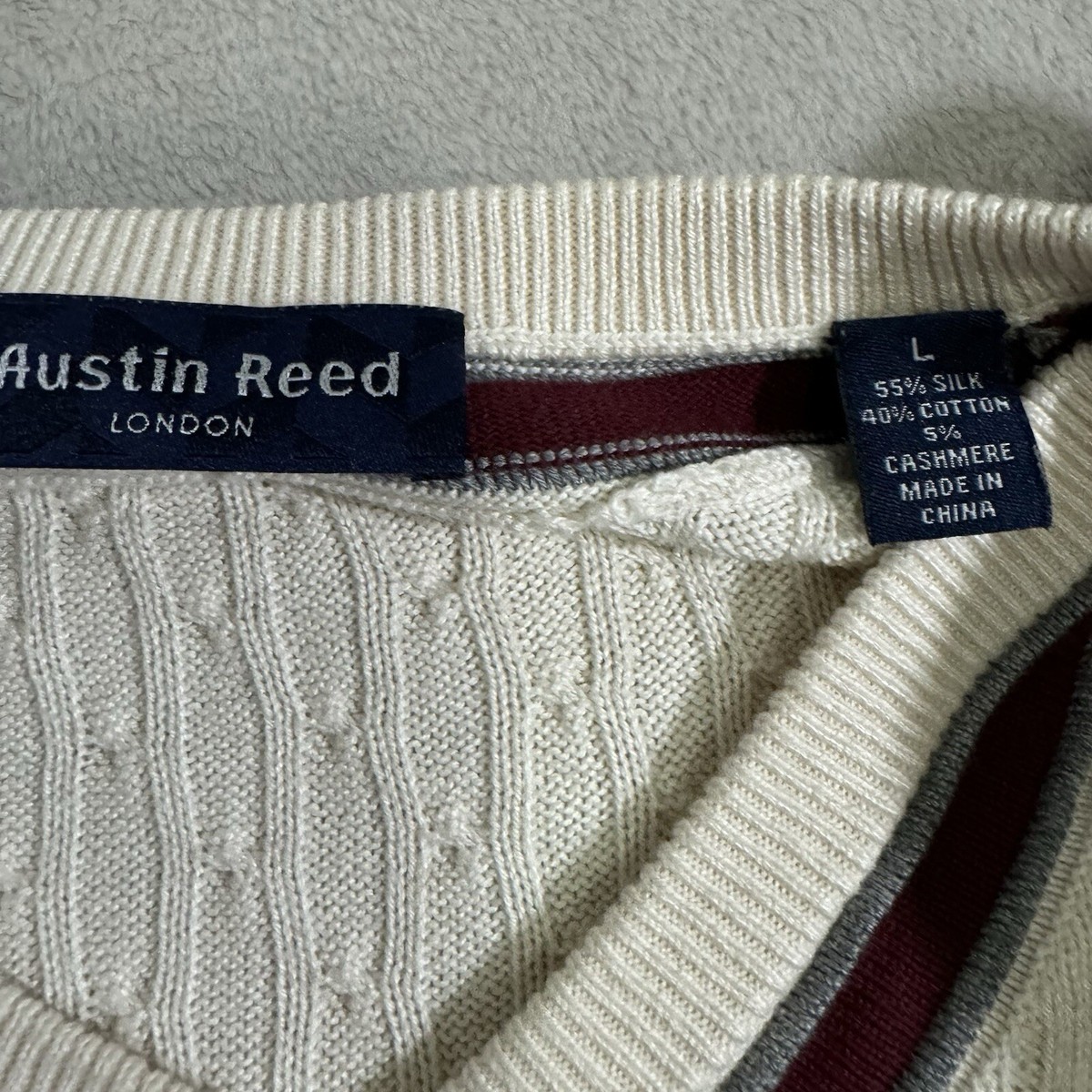 Austin Reed London Men L Cableknit Sweater Silk Cotton Blend | eBay
