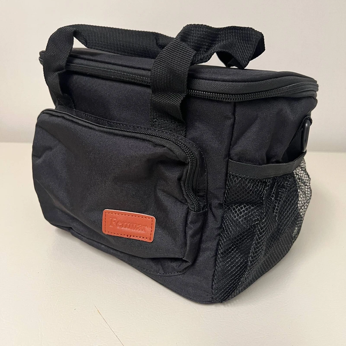 Black lunch bag with shoulder strap hotsell