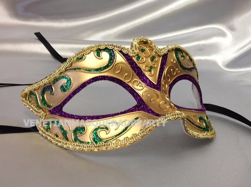 Black Masquerade Ball Mask Venetian Sexy Burlesque Mardi Gras Party Dance Prom - Picture 4 of 6